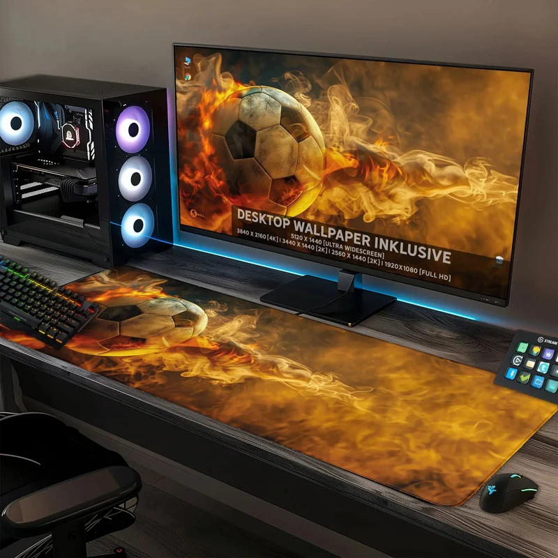 Gaming Mauspad XXL Fussball Hot 90x40 | 80x30 | 45x40 cm PREMIUM-DICKE 4 MM