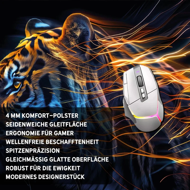 Gaming Mauspad XXL Tiger Data 90x40 | 80x30 | 45x40 cm 4mm Premiumdicke
