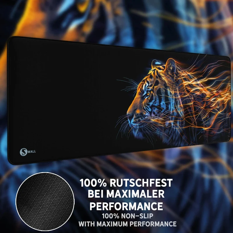 Gaming Mauspad XXL Tiger Data 90x40 | 80x30 | 45x40 cm 4mm Premiumdicke