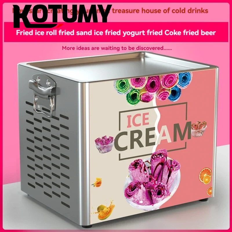 Commercial 110-220V Electric Fried Ice Cream Yogurt Fruit Smoothie Machine Tabletop Roll Machine Yogurt Smoothies Fruit Using