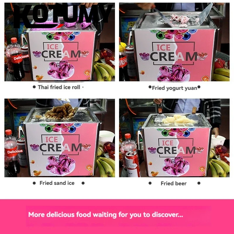 Commercial 110-220V Electric Fried Ice Cream Yogurt Fruit Smoothie Machine Tabletop Roll Machine Yogurt Smoothies Fruit Using