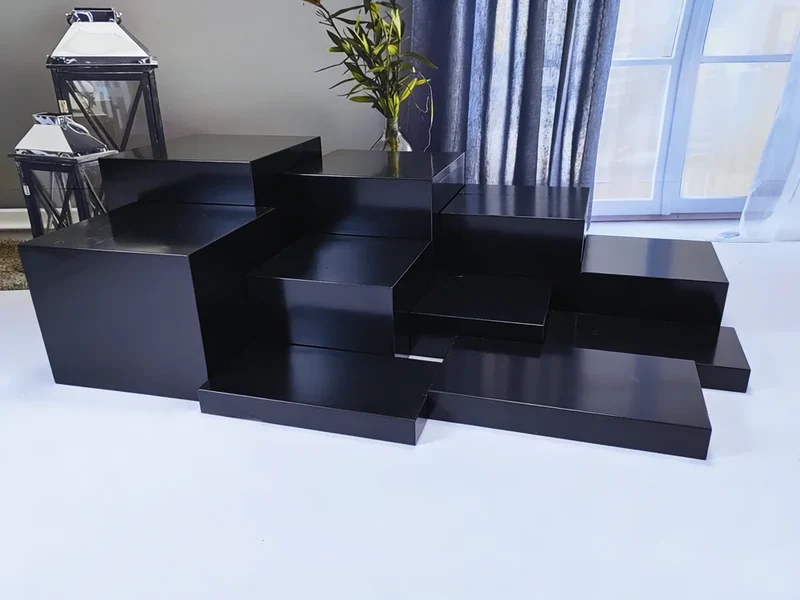 10pcs Black Acrylic Classic Buffet Set Wedding Party Food Display Risers Elegant Decorations New Arrival