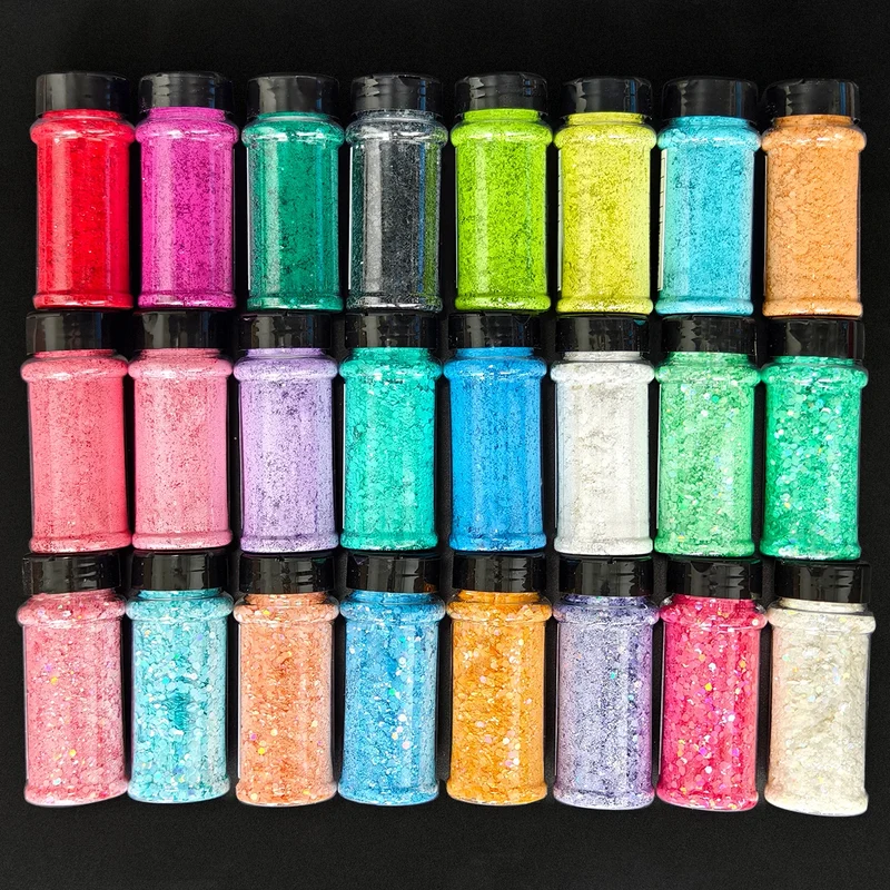 US Warehouses Factory Wholesale Metallic Matte Glitter Powder Hexagon Bulk Holographic Glitter Mixed Chunky Glitter for Crafts