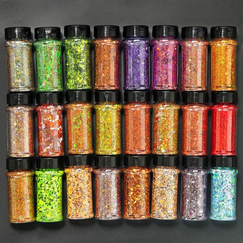 US Warehouses Factory Wholesale Metallic Matte Glitter Powder Hexagon Bulk Holographic Glitter Mixed Chunky Glitter for Crafts
