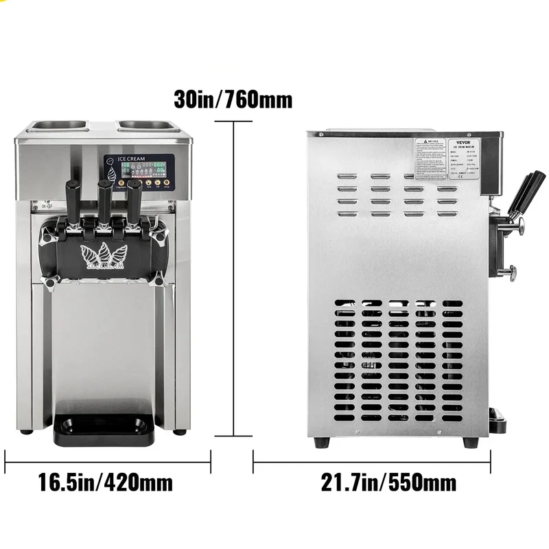 Czech Warehouse Ready Stock New Arrival VEVOR Soft Ice Cream Machine Commercial Countertop Soft Ice Cream Maker