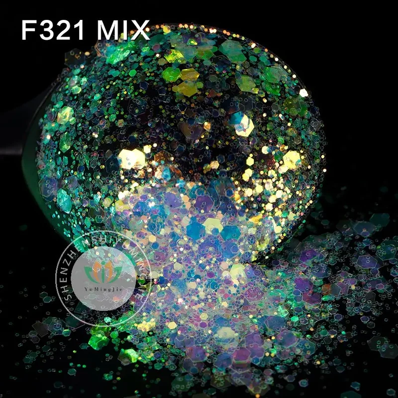 Free Samples Opal Iridescent Chunky Glitter Mix Crystal White Colors 1kg for Crafts Face Nail Art