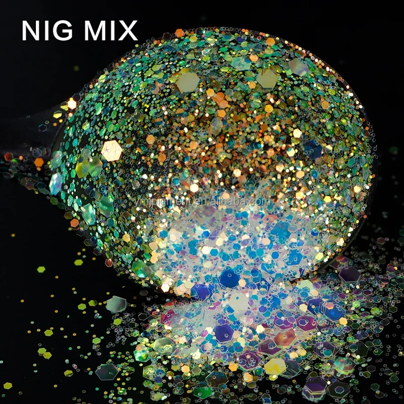 Free Samples Opal Iridescent Chunky Glitter Mix Crystal White Colors 1kg for Crafts Face Nail Art