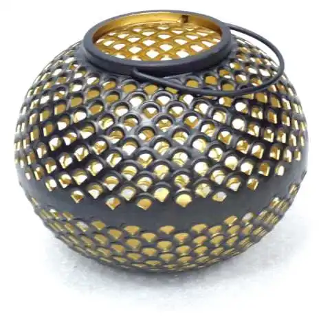 HOME DECORATION ANTIQUE NEW FILIGREE ROUND GOLD HURRICANE LANTERN