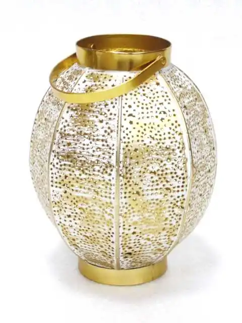 Latest HOME DECORATION ANTIQUE FILIGREE ROUND GOLD HURRICANE LANTERN