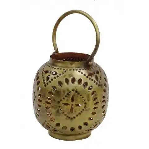 NEW HOME DECORATION ANTIQUE FILIGREE Round GOLD HANGING HURRICANE LANTERN-Eco Friendly Durable Christmas Factory Wholesale