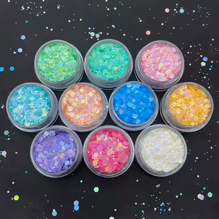 Wholesale Custom Size Bluk PET Free Sample Macaron Solvent Resistant Glitter Matte Chunky Glitter for Tumbler Craft Resin