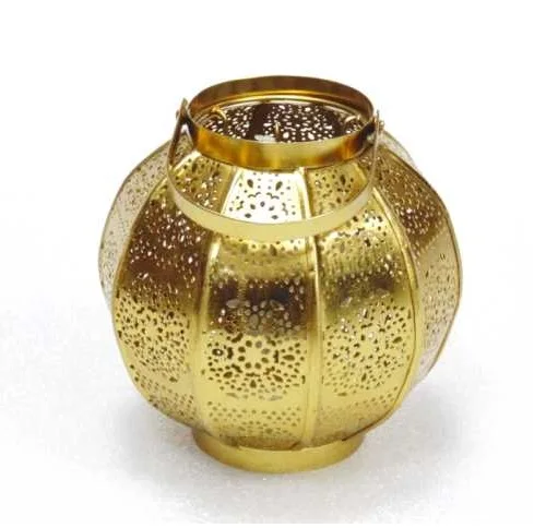 HOME DECORATION ANTIQUE NEW FILIGREE ROUND GOLD HURRICANE LANTERN