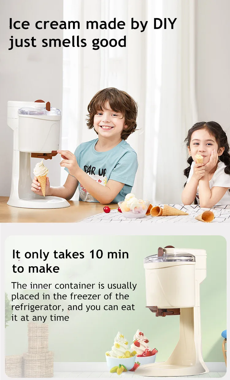 Automatic Bench Top Simple Operation Large Capacity Mini Soft Ice Cream Machine for Home DIY Ice Cream Machine Manual