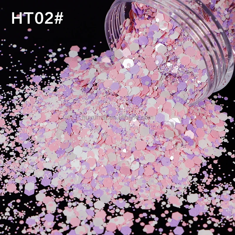 Bulk KG Bag Holographic Macaron Glitters Solvent Resistant Polyester Chunky Glitter for Resin Craft Tumbler Snowglobe
