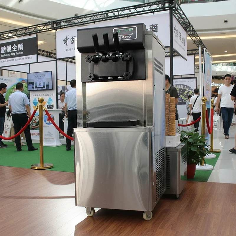 High Capacity Soft Ice Cream Machine Floor Standing Ice Cream Maker 3 Flavors for Supermarket Fast Production Hot Sale
