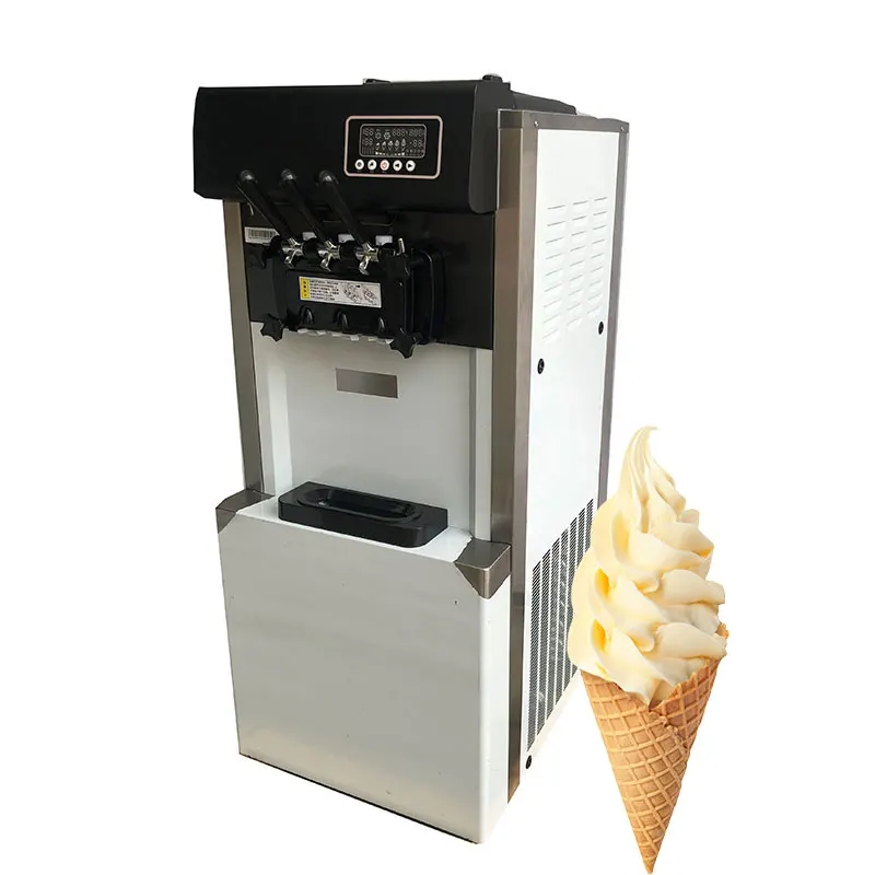 High Capacity Soft Ice Cream Machine Floor Standing Ice Cream Maker 3 Flavors for Supermarket Fast Production Hot Sale