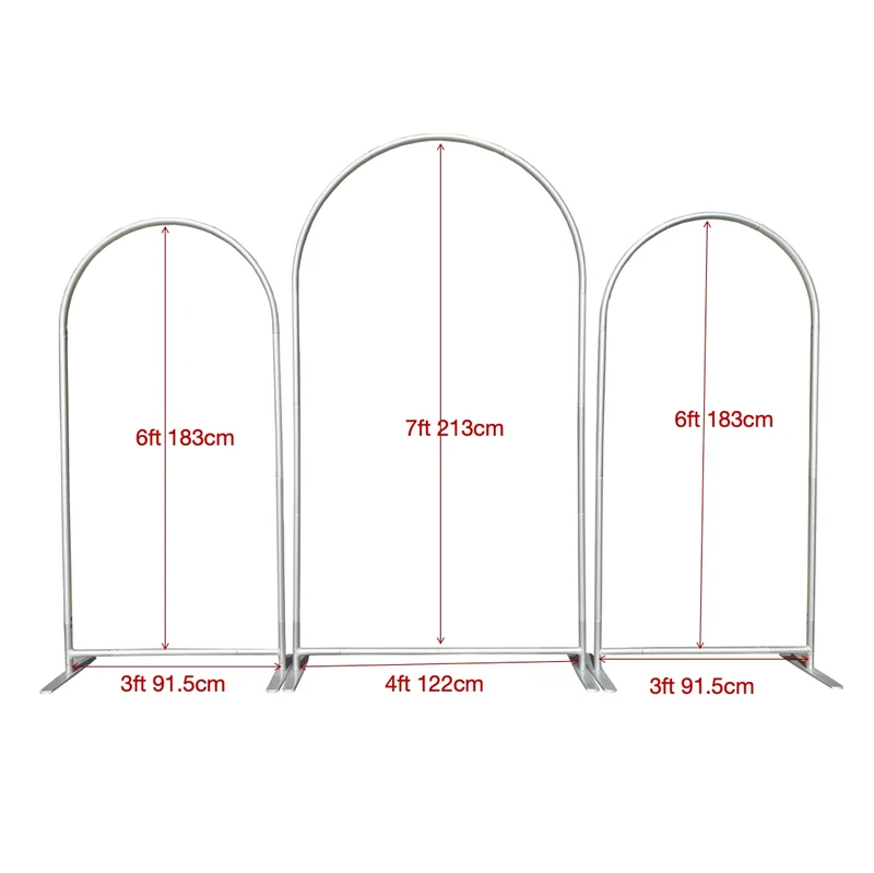 Hot Selling 3-Piece Aluminum Chiara Arch Backdrop Stand - Professional Triple Arch Set for Wedding and Party Decoration