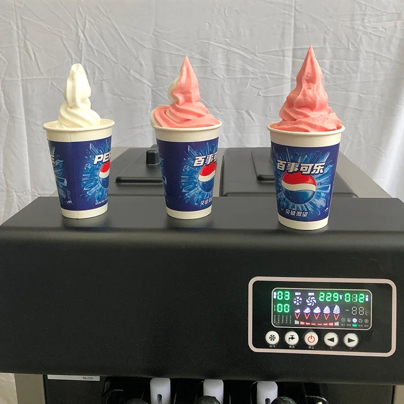 30~40L 3 Flavor Commercial Stainless Steel American Soft Serve Ice Cream Machine with Milk & Water