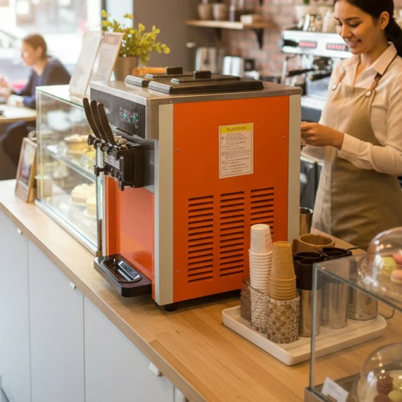 3 Flavors Ice Cream Cone Machine Automatic Easy to Operate CE Certificate Soft Serve Ice Cream Machine