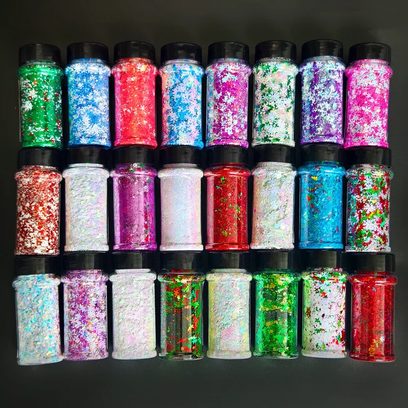 Free Shipping 2oz Shaker Bottle Jars Christmas Chunky Mix Glitter for Snow Globe Tumbler Cups