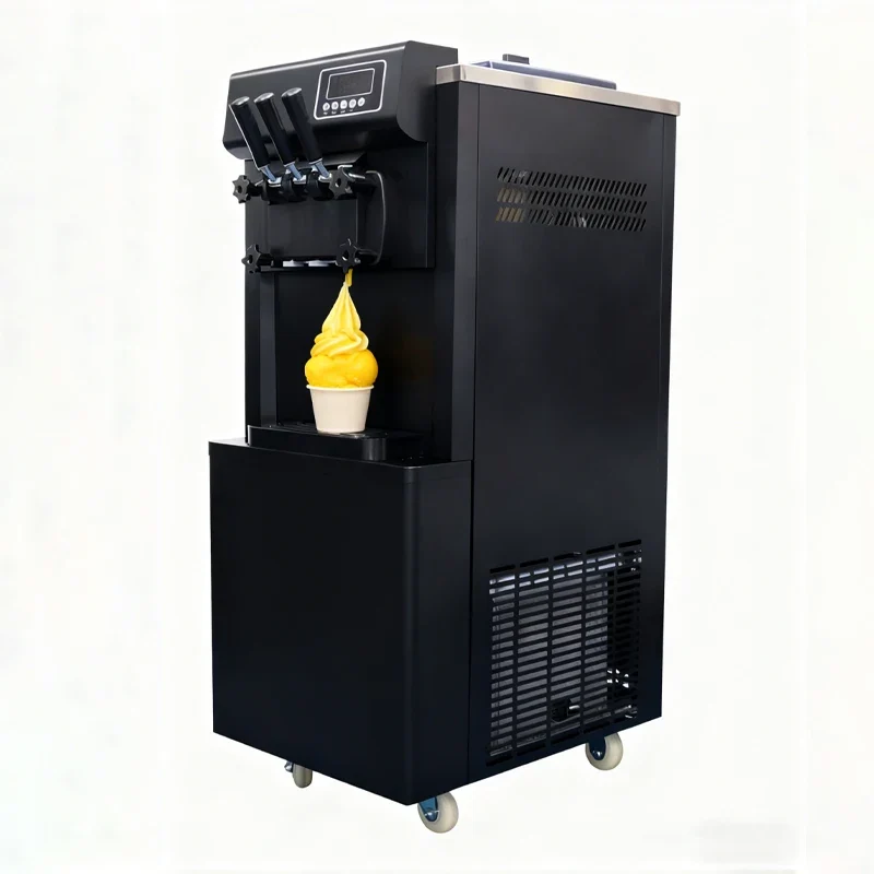 3 Flavors Ice Cream Maker 28-36L/H Fully Automatic Soft Ice Cream Machine with Two Compressor Precooling and Hopper Mixer