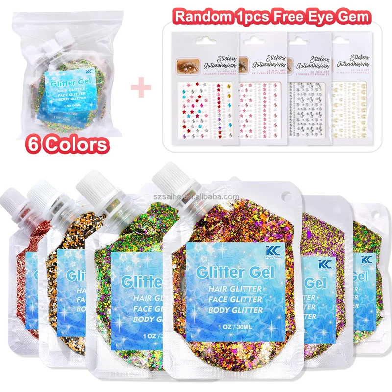 US Warehouses High Flash Spring Chunky Glitter 24 Color Bottle Set for Diy Makeup Manicure Handcrafted Cups Gift-making and More