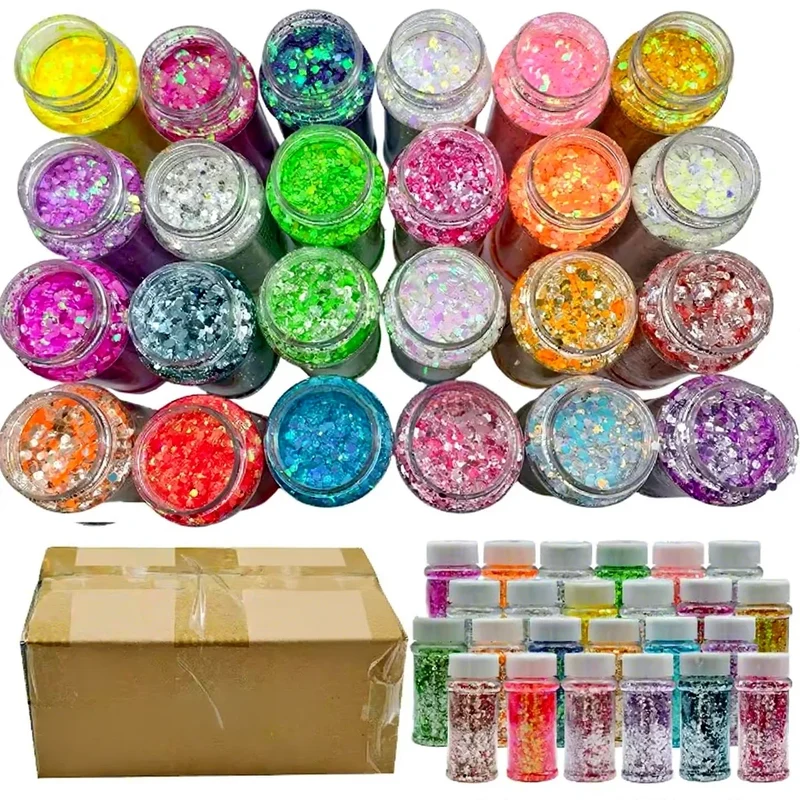 2 oz Hexagon Large Chunky Glitter Set Snowball Cosmetics Make up Nail Crafts Shaker Bottle Free Shipping US Stock