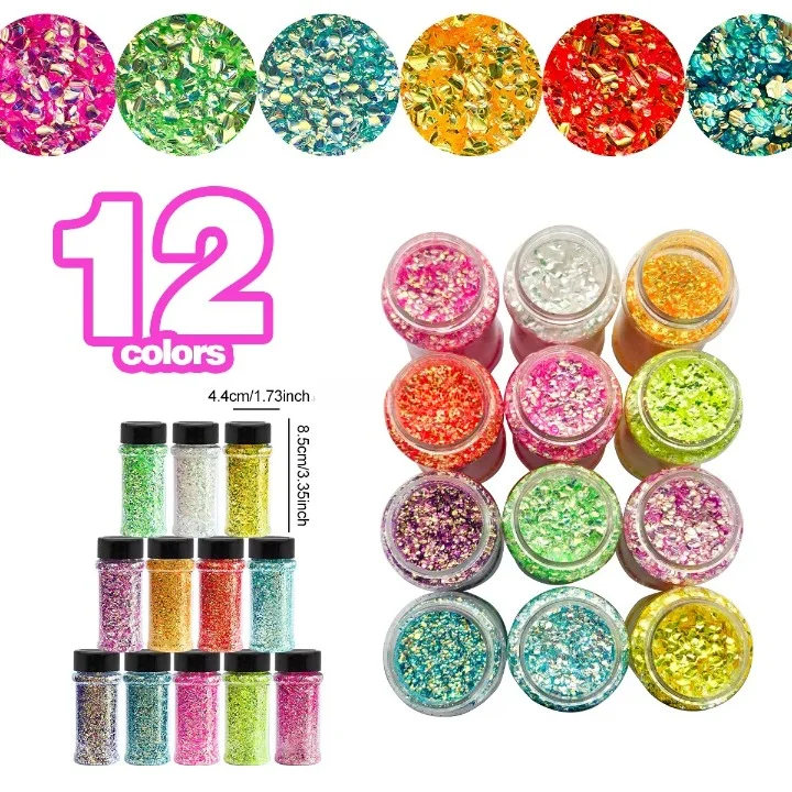 2 oz Hexagon Large Chunky Glitter Set Snowball Cosmetics Make up Nail Crafts Shaker Bottle Free Shipping US Stock