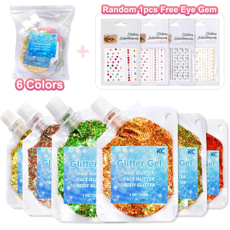 2 oz Hexagon Large Chunky Glitter Set Snowball Cosmetics Make up Nail Crafts Shaker Bottle Free Shipping US Stock