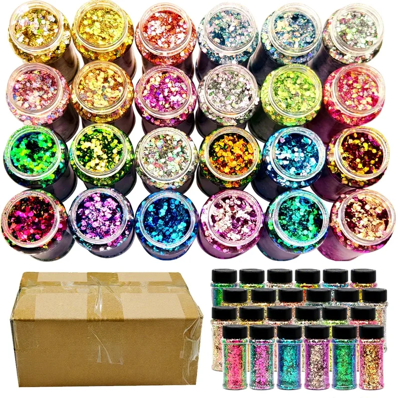 2 oz Hexagon Large Chunky Glitter Set Snowball Cosmetics Make up Nail Crafts Shaker Bottle Free Shipping US Stock