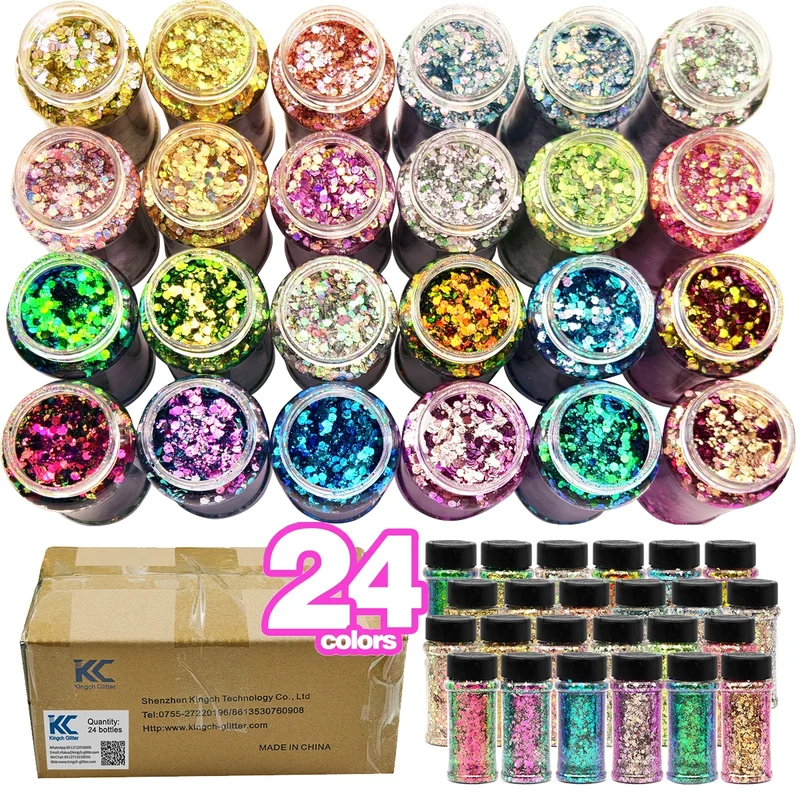 2 oz Hexagon Large Chunky Glitter Set Snowball Cosmetics Make up Nail Crafts Shaker Bottle Free Shipping US Stock