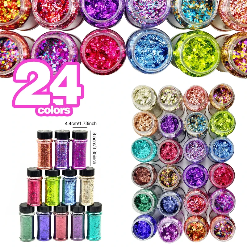 2 oz Hexagon Large Chunky Glitter Set Snowball Cosmetics Make up Nail Crafts Shaker Bottle Free Shipping US Stock