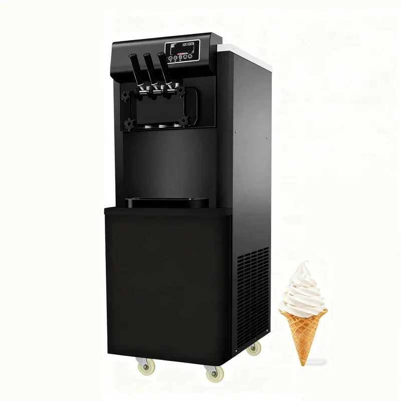 Commercial Soft Serve Ice Cream Machine 3 Flavors Milk ISO CE Certified Easy Operate Extended Evaporator Restaurant Factory