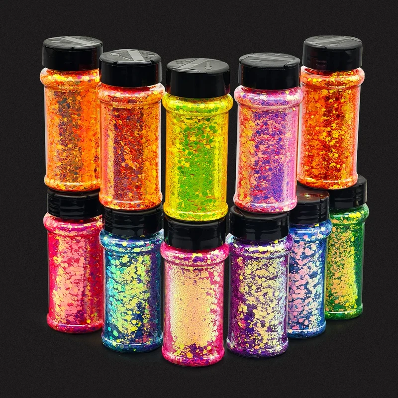 US Warehouse Eco-Friendly High Sparkly Spring Mix Glitter Set 12 Colors 2oz Free Shipping for DIY Resin Crafts