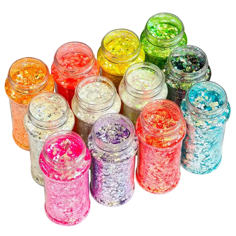 US Warehouse Eco-Friendly High Sparkly Spring Mix Glitter Set 12 Colors 2oz Free Shipping for DIY Resin Crafts