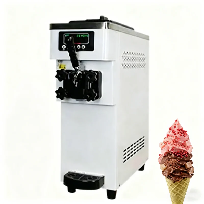Mini Soft Serve Ice Cream Machine 20L Capacity Countertop Ice Cream Maker for Bubble Tea Shop Snack Bar Space Saving Design
