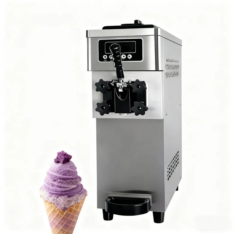 Mini Soft Serve Ice Cream Machine 20L Capacity Countertop Ice Cream Maker for Bubble Tea Shop Snack Bar Space Saving Design