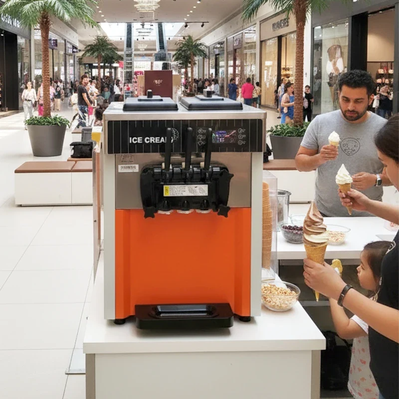 Tabletop Ice Cream Machine 3 Flavor Commercial Soft Serve Ice Cream Maker Machines Ice Cream Machine for Small Businesses