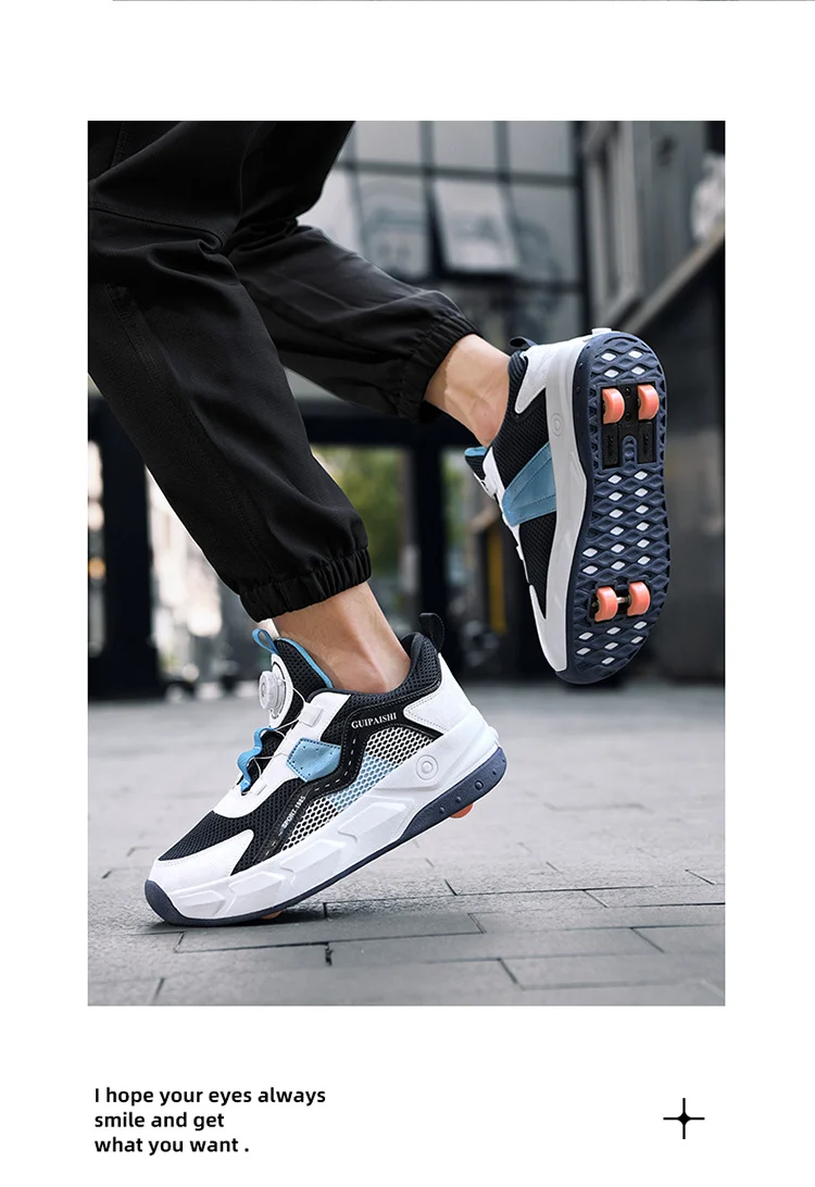 Students heelloo shoes four-wheel children's wheel skates men and women automatic version shoes with wheels in stock wholesale