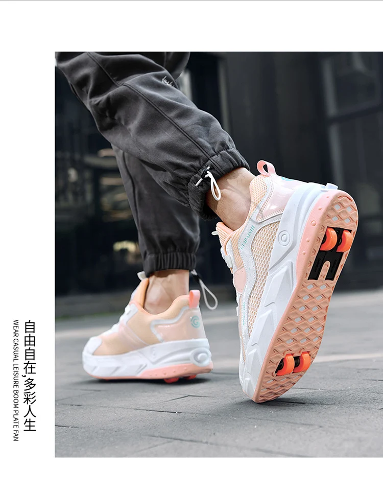 Students heelloo shoes four-wheel children's wheel skates men and women automatic version shoes with wheels in stock wholesale