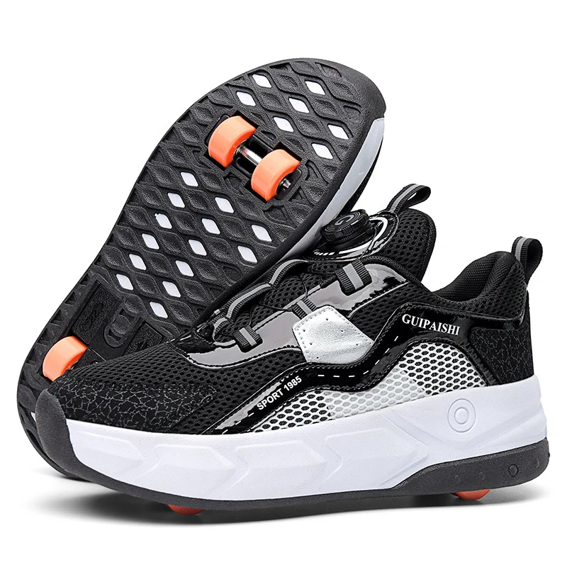 Students heelloo shoes four-wheel children's wheel skates men and women automatic version shoes with wheels in stock wholesale