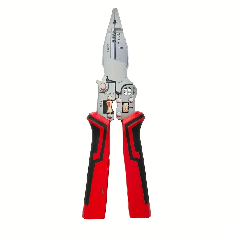 8-in -1 multifunctional wire stripper for electrician with power measurement, wire cutting, cable scissors, multi-purpose wire stripping, wire pressing and wire splitting pliers
