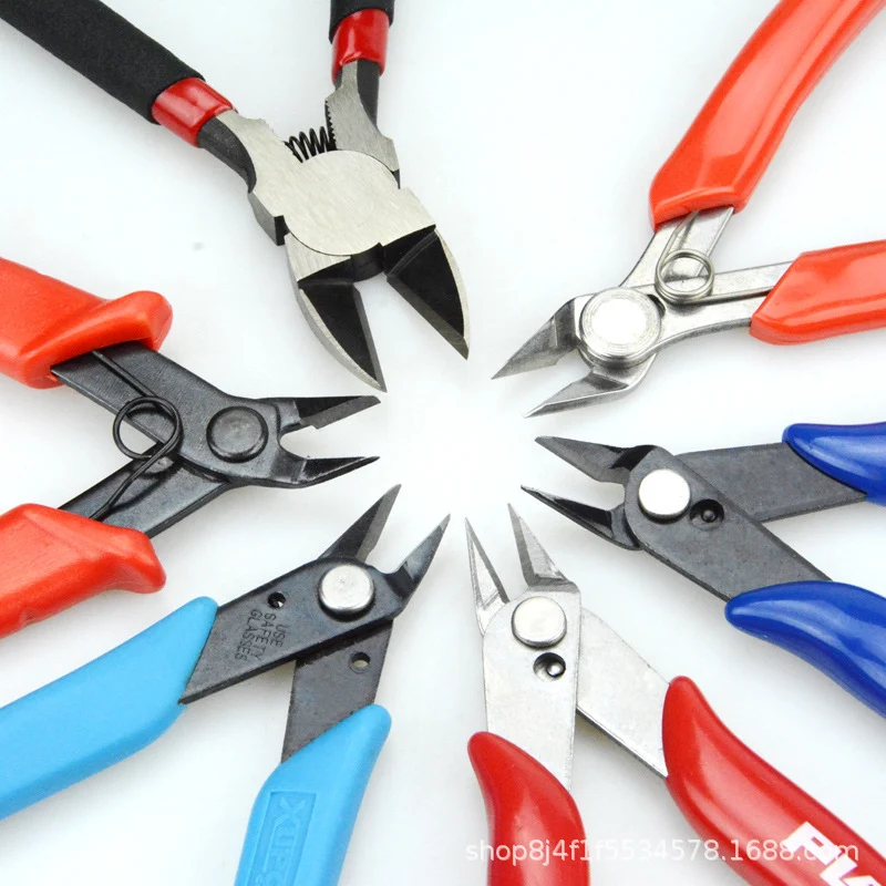 170 Oblique Nose Pliers Pointed-nose Pliers Water-mouth Pliers Gundam Split Cool Model Small Blue Oblique-mouth Pliers Cable Tie-cutting Pliers Fruit Cutters