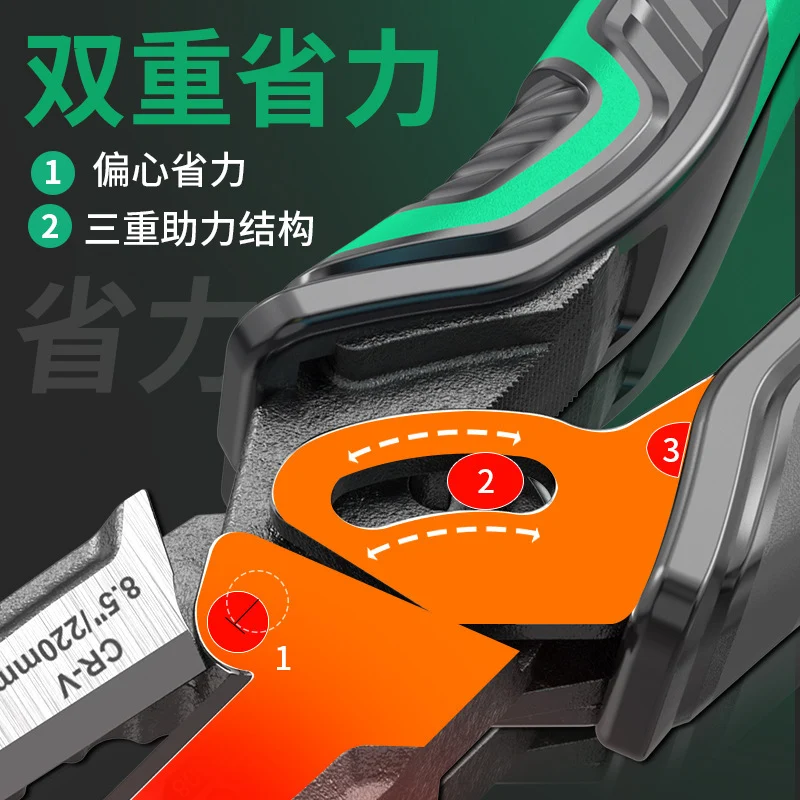Industrial-Grade Eccentric Labor-Saving Wire Cutters Multi-Axis Electrician Pliers 8.5inch Professional Hand Pliers Side-Cutting Pliers