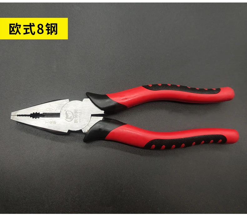 Pliers European Chrome Vanadium Steel Wire Pliers Source Factory Pvc Plastic Handle Tiger Pattern Vise 8inch Large Quantity Discount Pliers