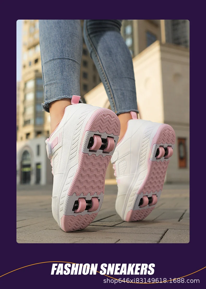New heelloo shoes four-wheel skates adult detachable student men's and women's two-wheel flying shoes wheeled shoes generation