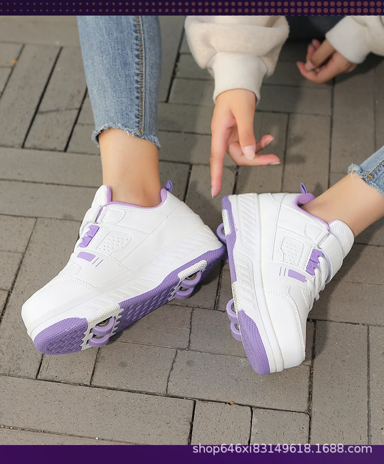 New heelloo shoes four-wheel skates adult detachable student men's and women's two-wheel flying shoes wheeled shoes generation