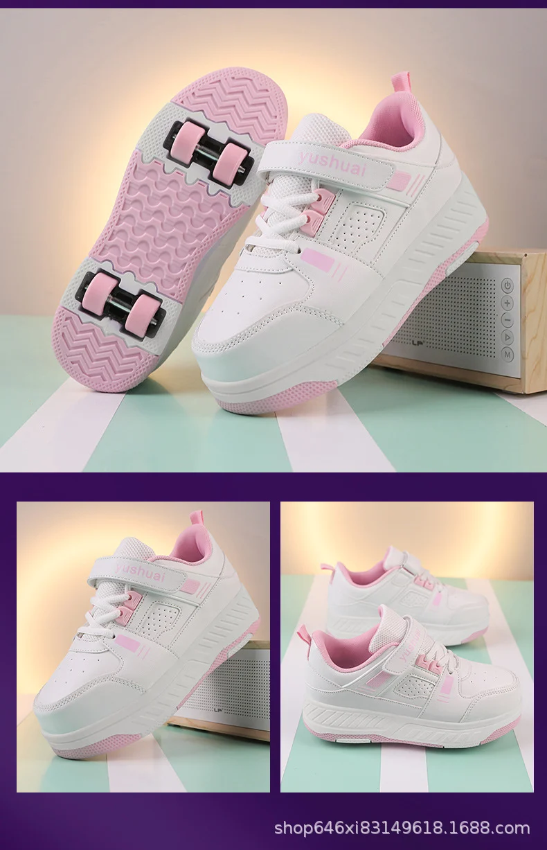 New heelloo shoes four-wheel skates adult detachable student men's and women's two-wheel flying shoes wheeled shoes generation
