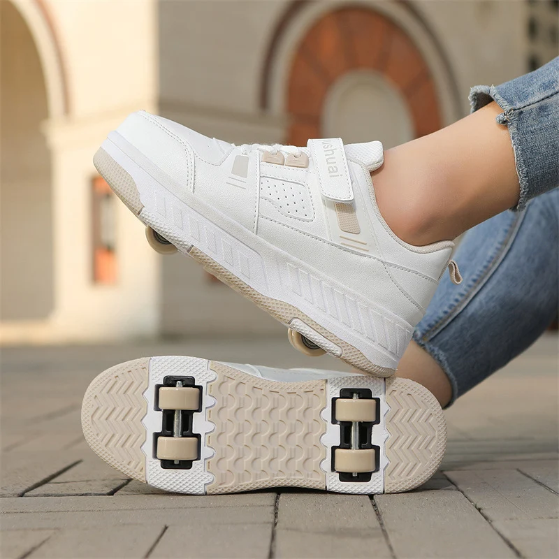 New heelloo shoes four-wheel skates adult detachable student men's and women's two-wheel flying shoes wheeled shoes generation