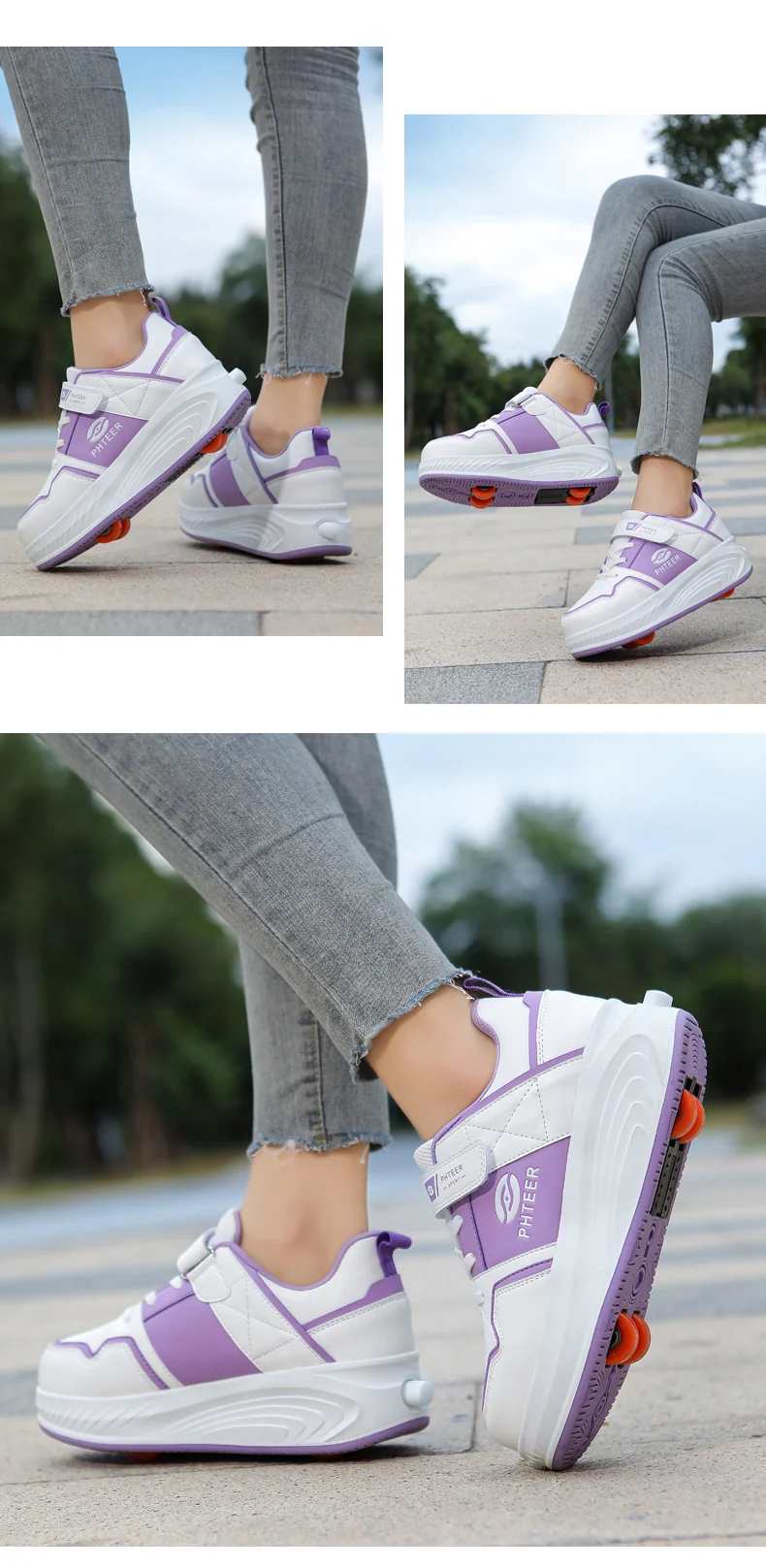 Girls' Roller Shoes Autumn and Winter New Model Children's Four-Wheel Automatic Sliding Skates for Older Kids Sports Roller Shoes